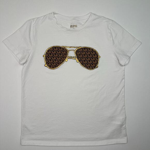MICHAEL Michael Kors Babydoll Tee with Aviator Glasses. - Picture 1 of 6